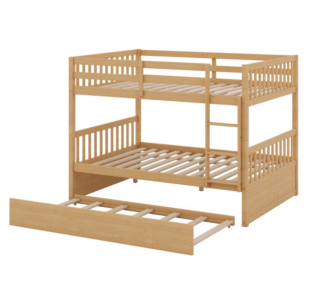 Bed - Full over Full with Trundle-Saving Wood Bunk Bed Featuring A Trundle And Convertible Design