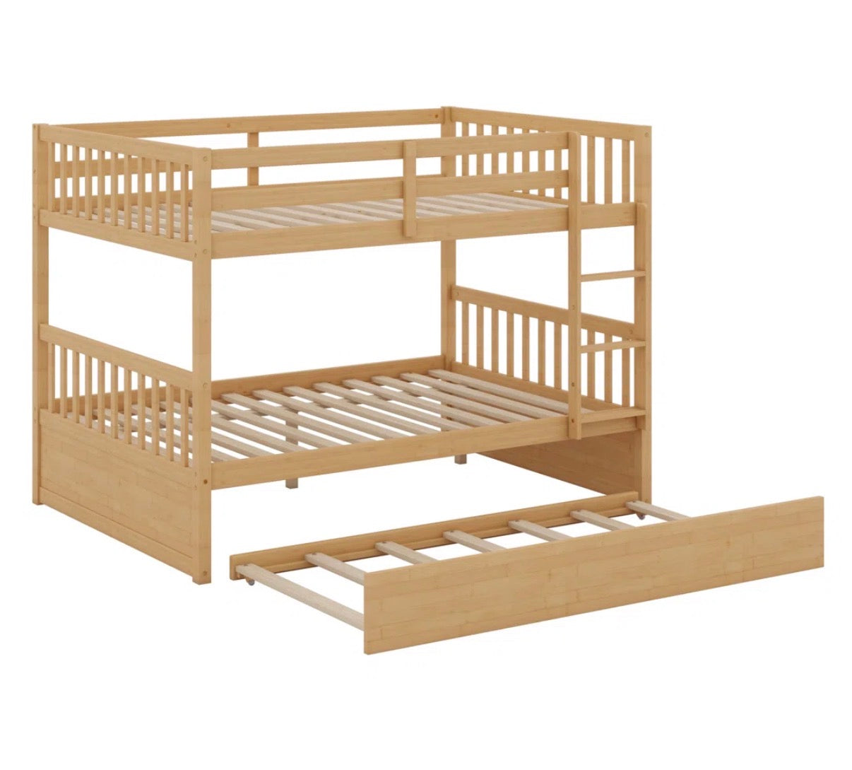 Bed - Full over Full with Trundle-Saving Wood Bunk Bed Featuring A Trundle And Convertible Design