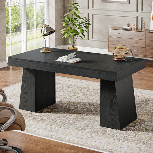 Desk - Wolbach 55 Inches Executive Desk with Double Trapezoid Base - WF9.25.25