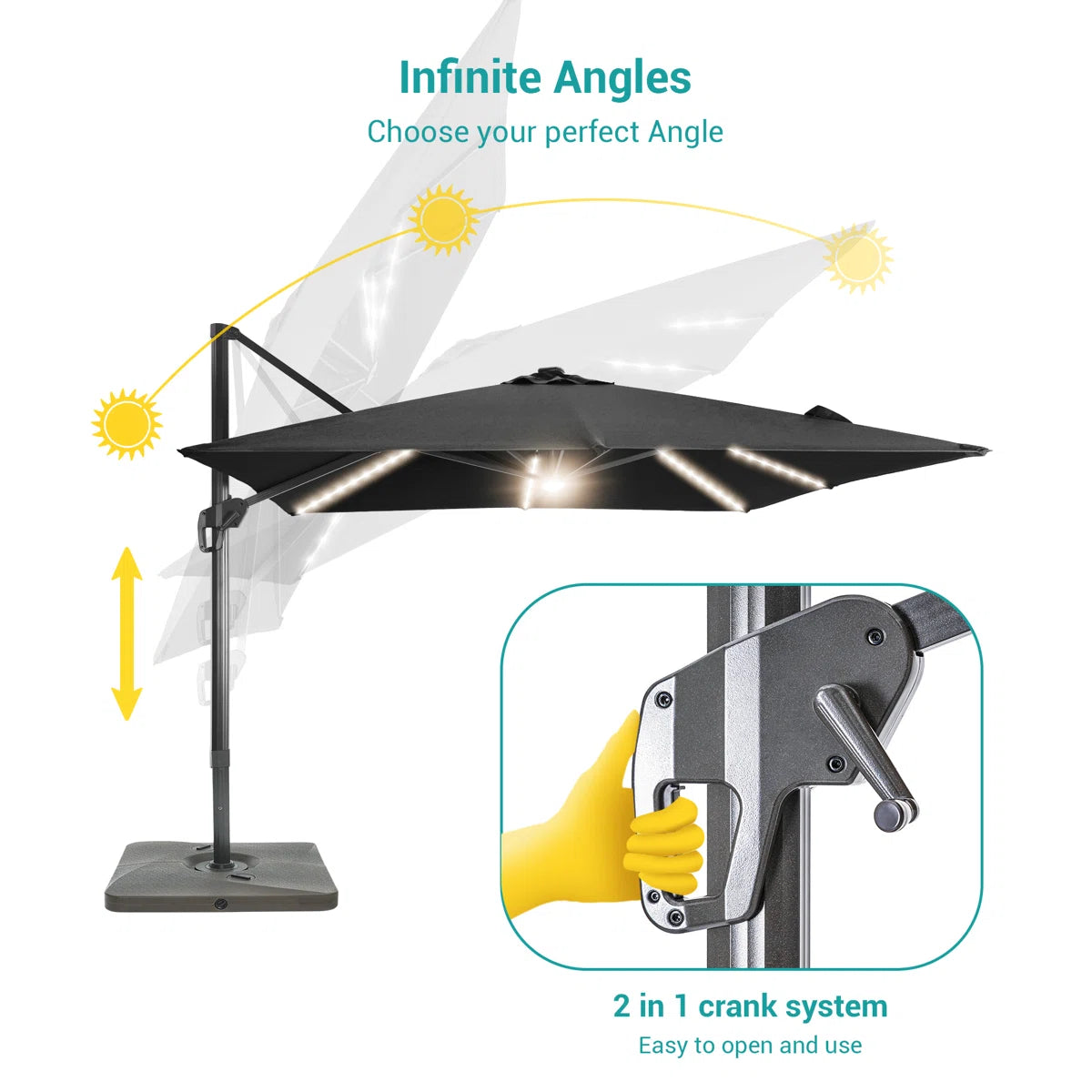 Outdoor - Umbrella Black Cantilever Lighted IN BOX ITEM - WF9.25.25