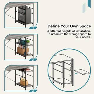Desk - Bestier Reversible 60 inches L Shaped Computer Desk with Storage Cabinet Long Desk for 2 Person Wash Grey - WF9.25.25