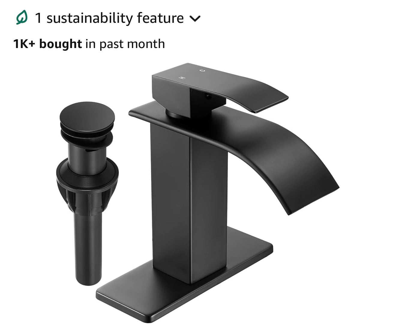 Faucet - Fransiton Black Waterfall Bathroom Faucet Lavatory Single Handle 1 or 3 Hole Bathroom Sink Faucet Washbasin Faucet with Deck and Pop-up Drain - WF5.19.25