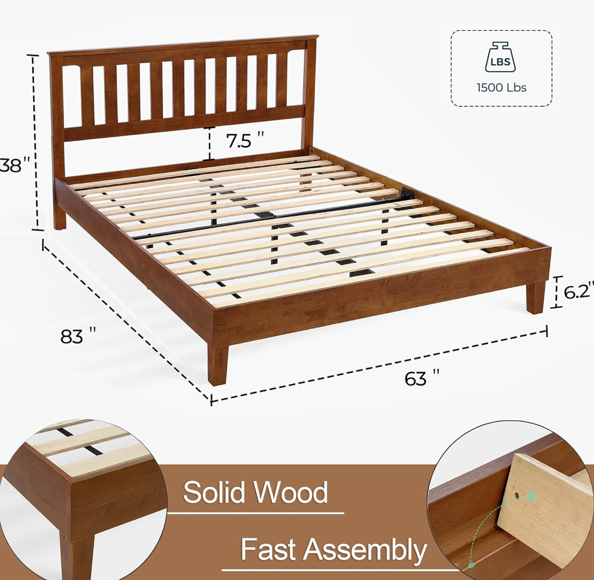 Bed - Queen Size Linsy Solid Wood Espresso - WF9.25.25