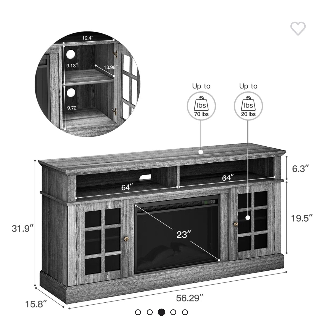 TV Stand - Anias TV Stand For TVs Up To 70" With Electric Fireplace Included - Scratch Dent - WF11.7.25