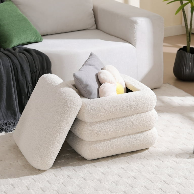 Ottoman - Storage, Boucle, Sherpa Fabric - WF9.25.25