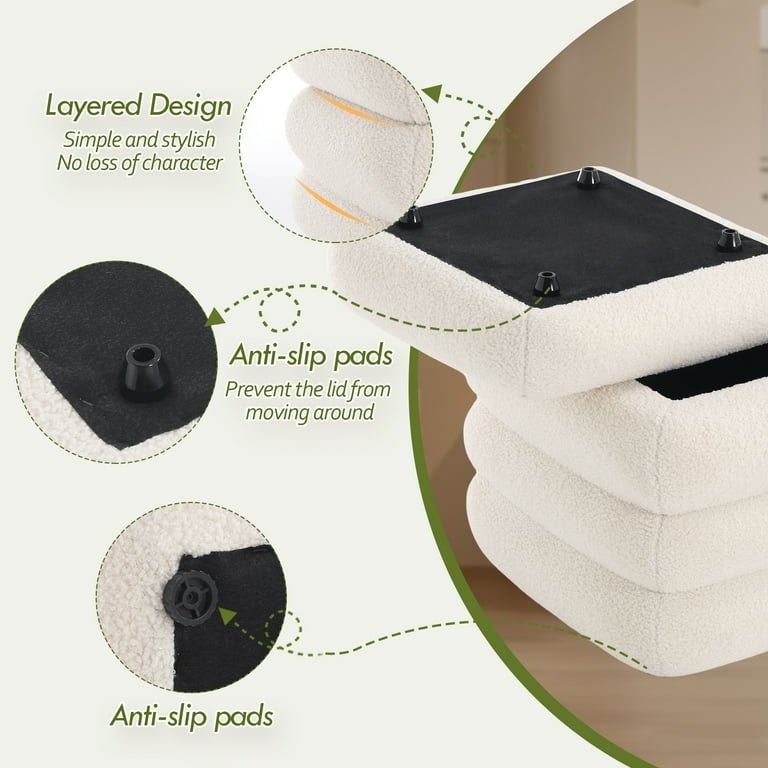 Ottoman - Storage, Boucle, Sherpa Fabric - WF9.25.25