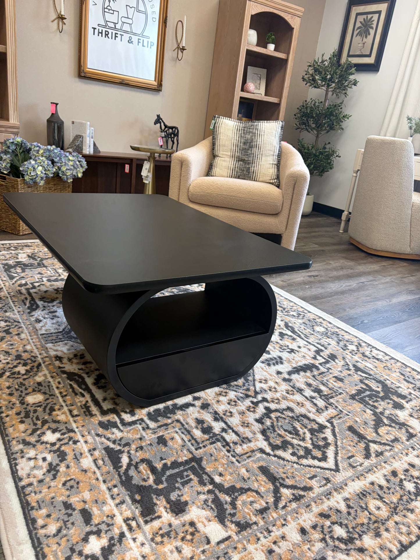 Coffee Table - Modern Black Storage Coffee Table