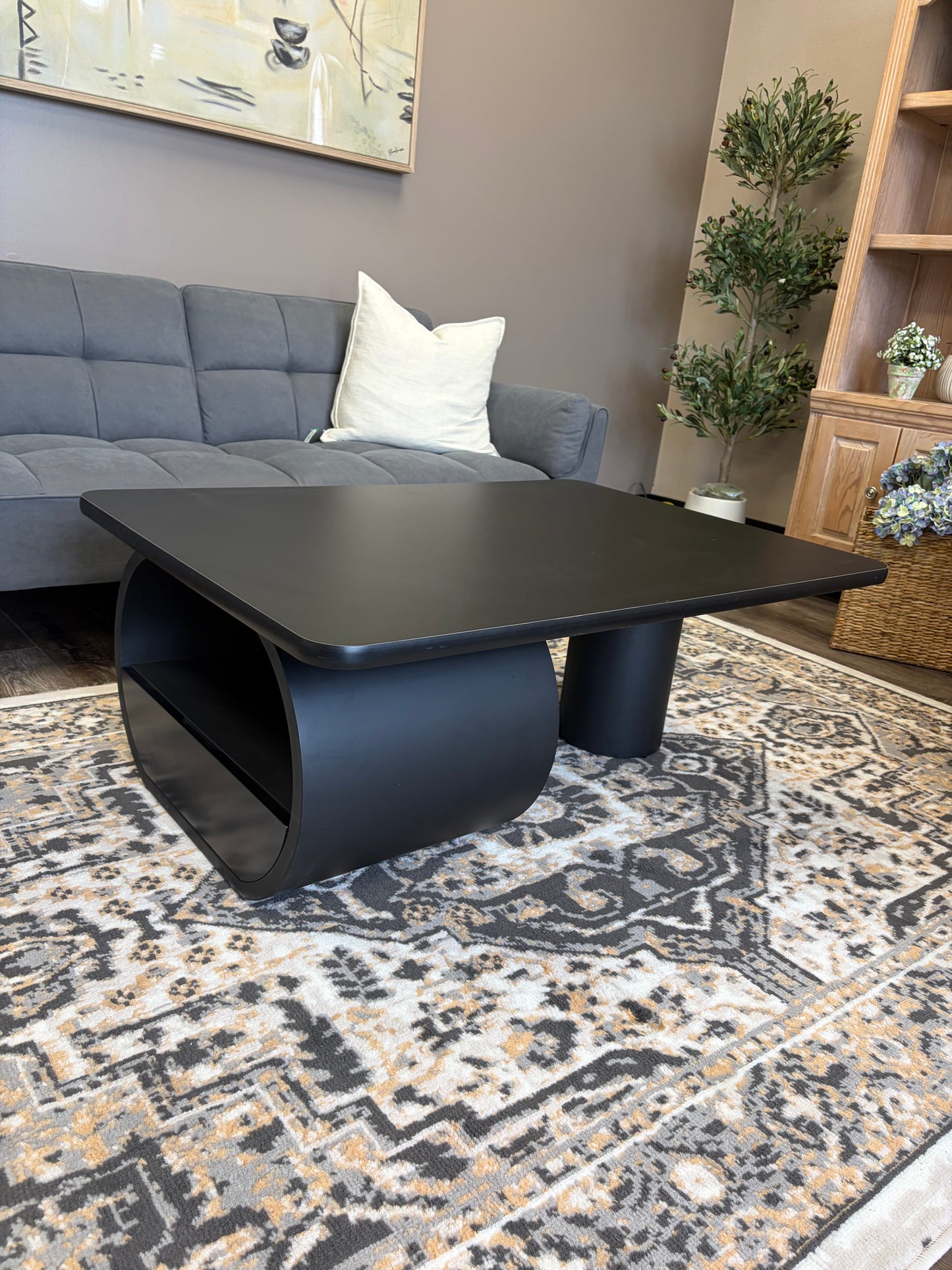 Coffee Table - Modern Black Storage Coffee Table