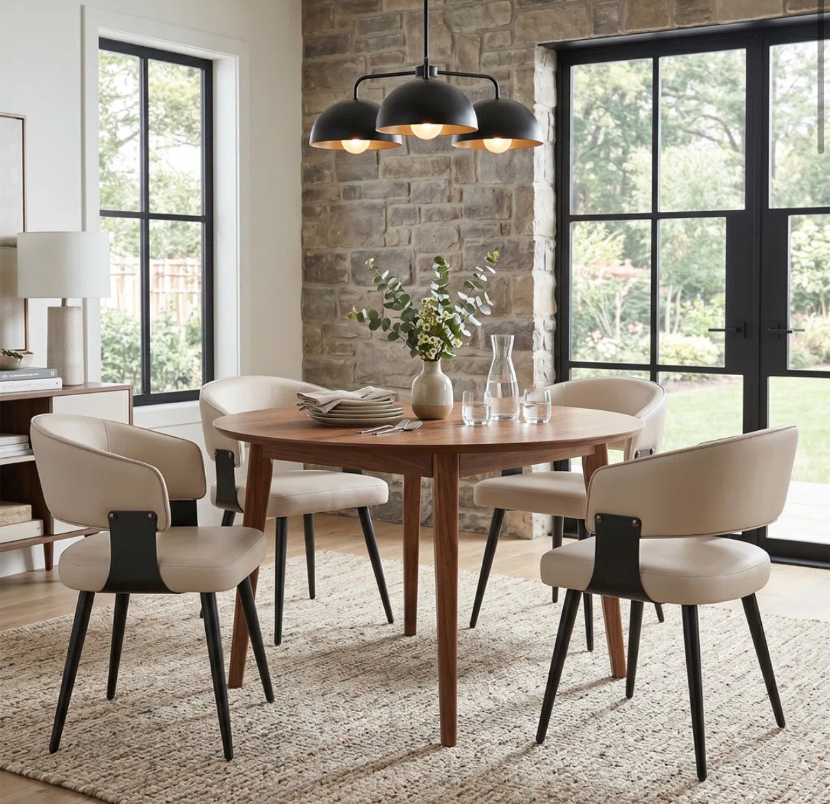Dining Chair Set of 2 - Modern Faux Leather Upholstered Clay
