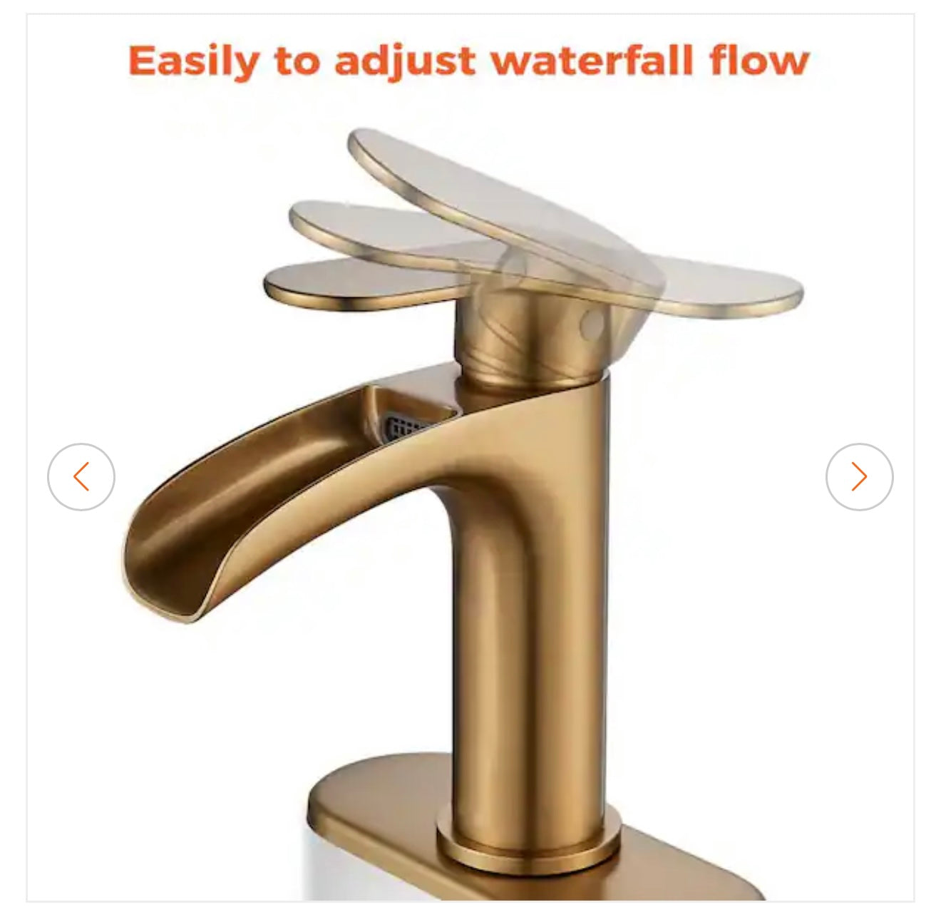 Faucet - Waterfall Single Hole Single Handle Bathroom Faucet with Deckplate, Pop Up Drain Assembly and Supply Lines in Gold - WF11.7.25