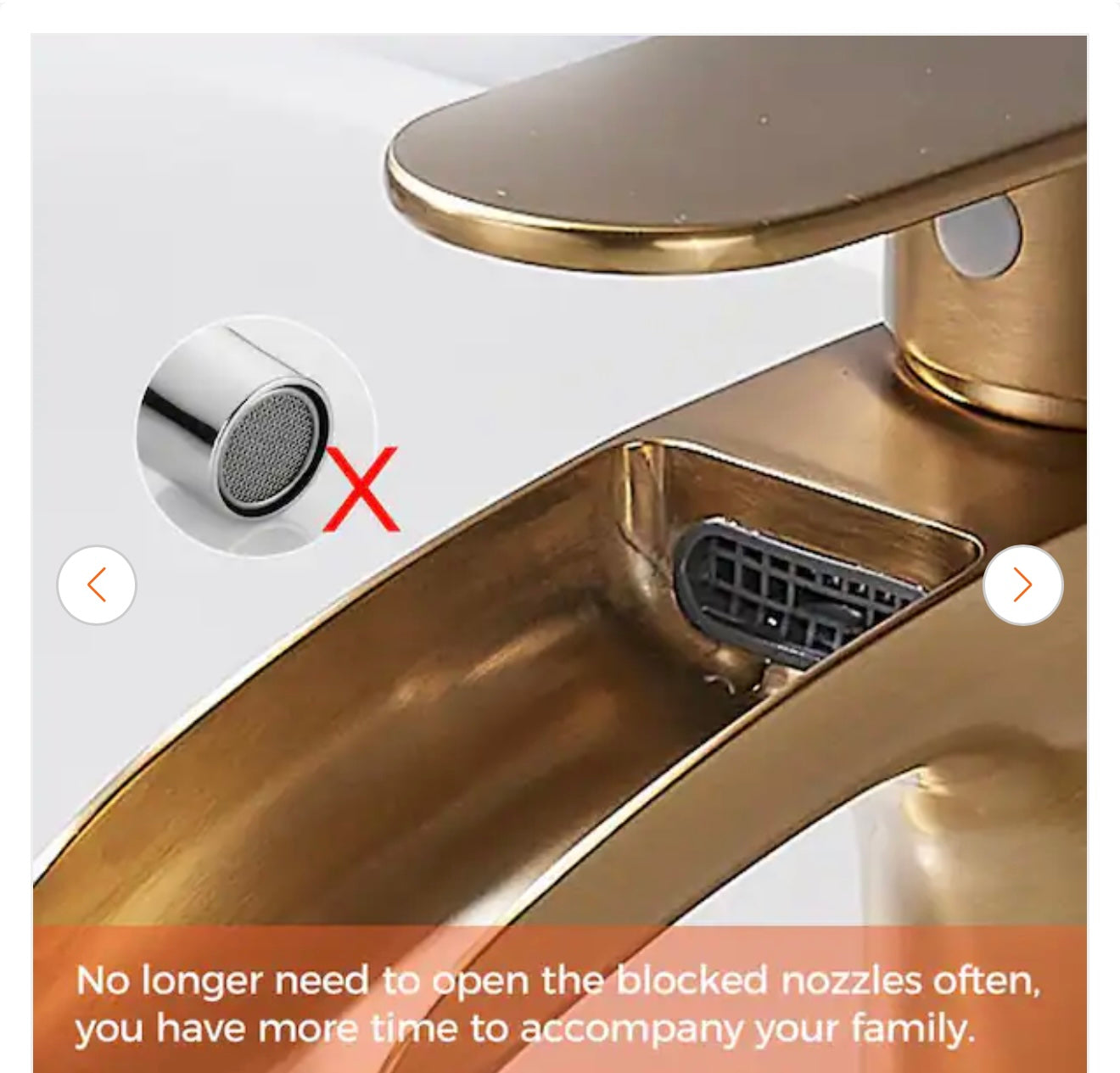 Faucet - Waterfall Single Hole Single Handle Bathroom Faucet with Deckplate, Pop Up Drain Assembly and Supply Lines in Gold - WF11.7.25