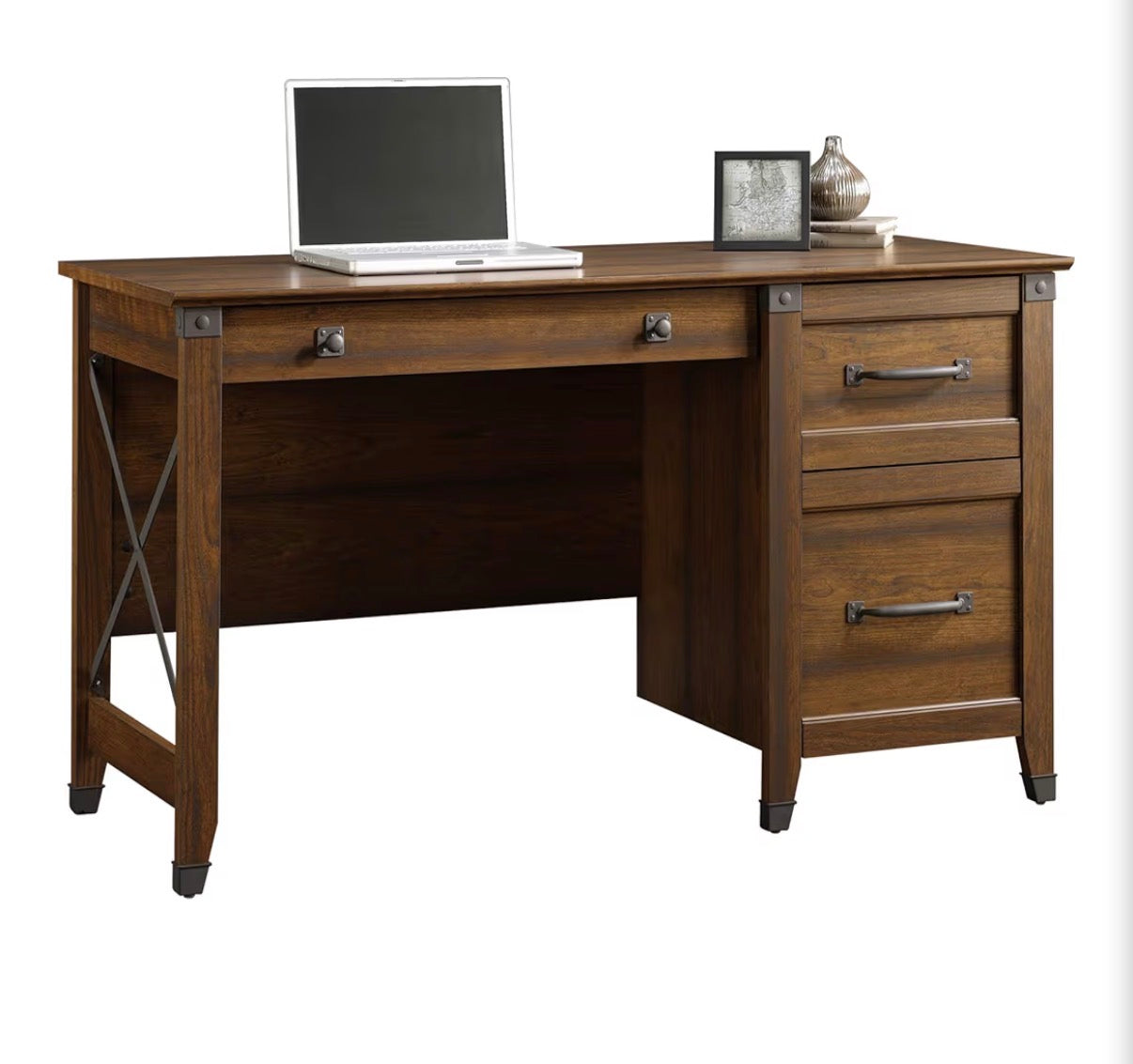 Desk - Sauder Carson Forge Vintage Rustic Computer Desk for Home Office with Drawers, in Washington Cherry; L: 53.19" x W: 22.64" x H: 29.80" (see all photos and read full description!!)
