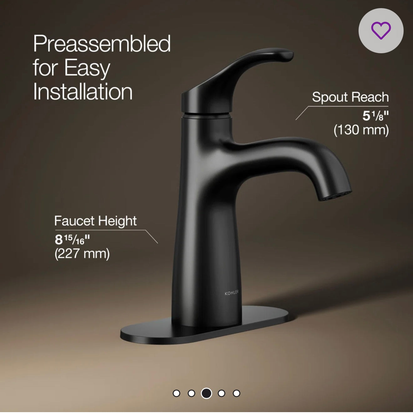 Faucet - Kohler Black Simplice Single-Handle Bathroom Sink Faucet, 1.2 - Wayfair 2