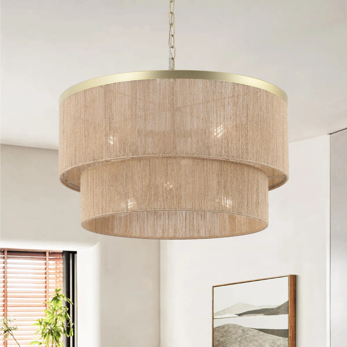 Chandelier - 24" 6-Light Dimmable Drum - WF9.25.25