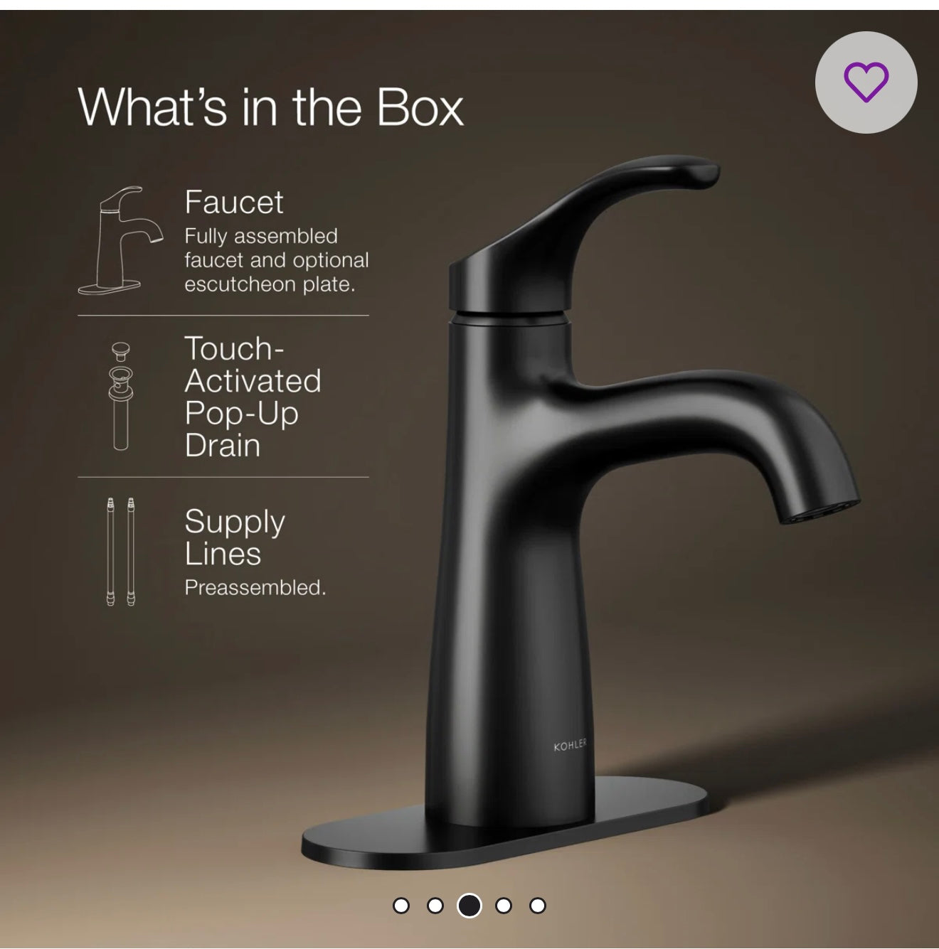 Faucet - Kohler Black Simplice Single-Handle Bathroom Sink Faucet, 1.2 - Wayfair 2