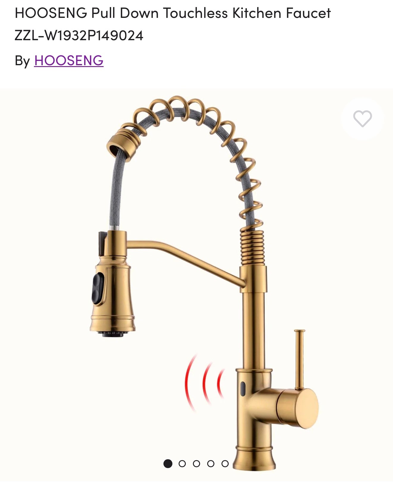 Faucet - HOOSENG Gold Pull Down Touchless Kitchen Faucet - Wayfair 2