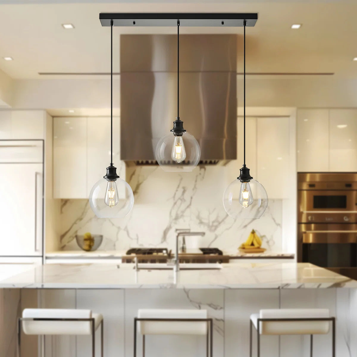Pendant - Concow 3 - Light Matte Black Kitchen Island Pendant - WF9.25.25