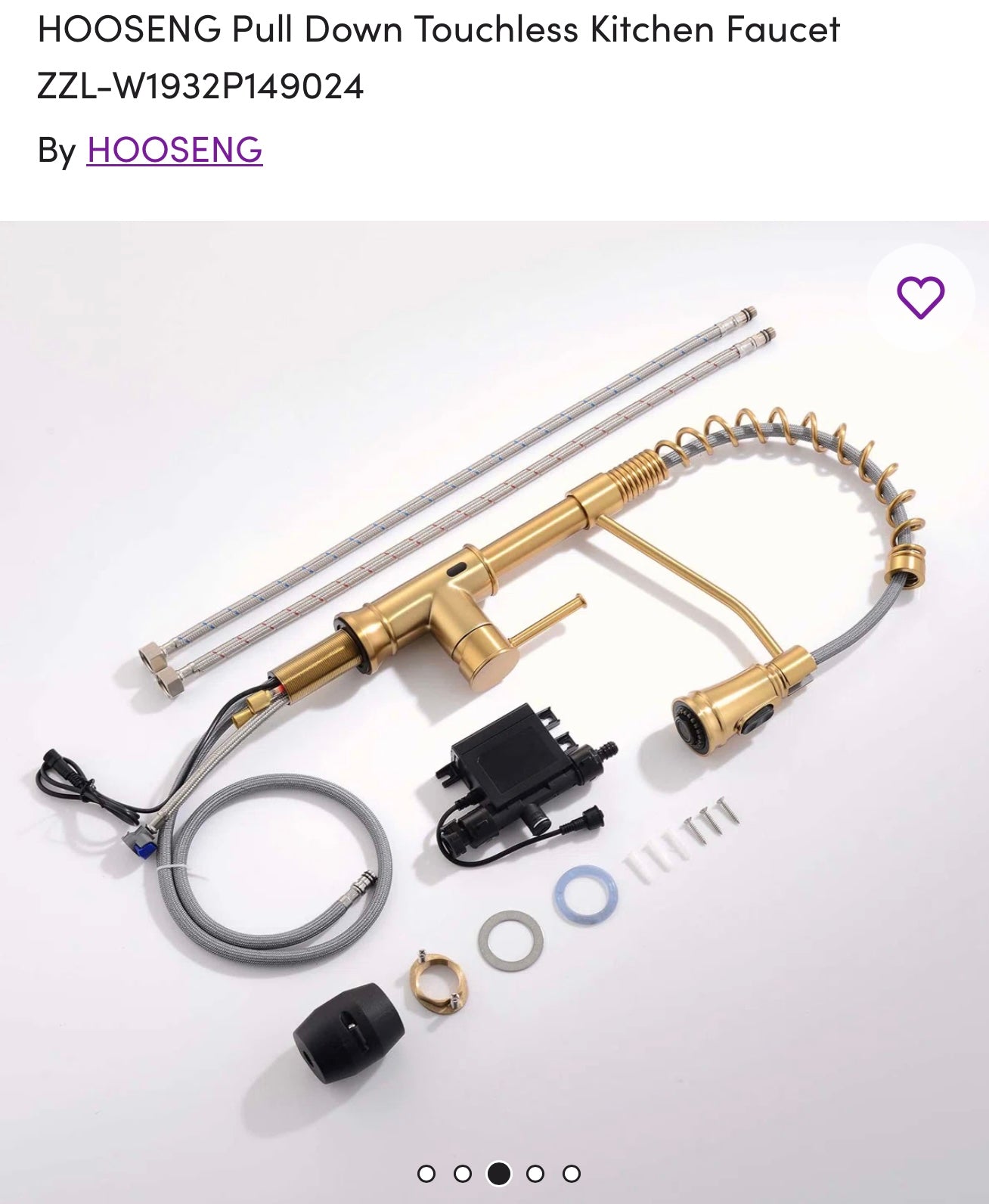 Faucet - HOOSENG Gold Pull Down Touchless Kitchen Faucet - Wayfair 2