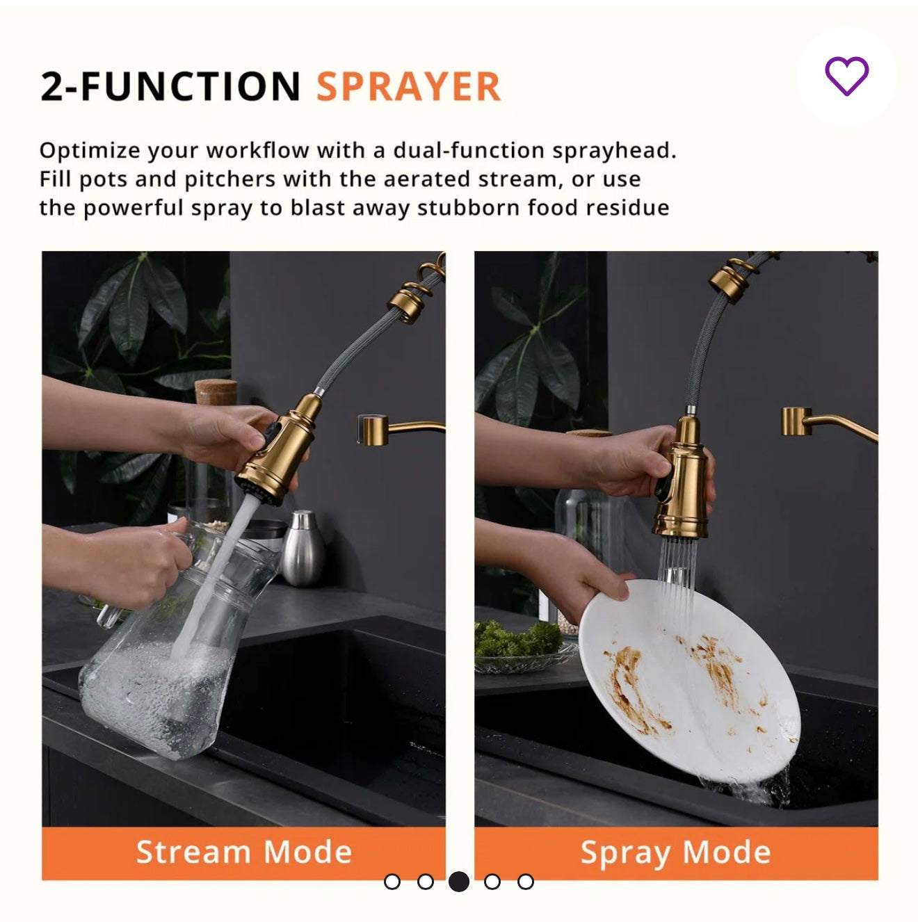 Faucet - HOOSENG Gold Pull Down Touchless Kitchen Faucet - Wayfair 2