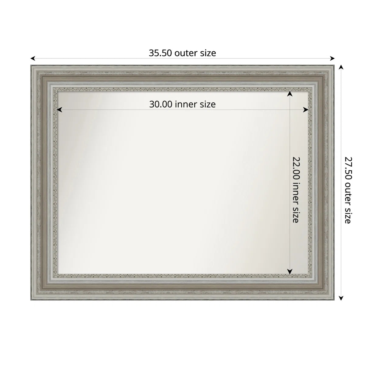 Mirror - 27.5" x 33.5" Chattooga Silver Ornate Frame - WF9.25.25