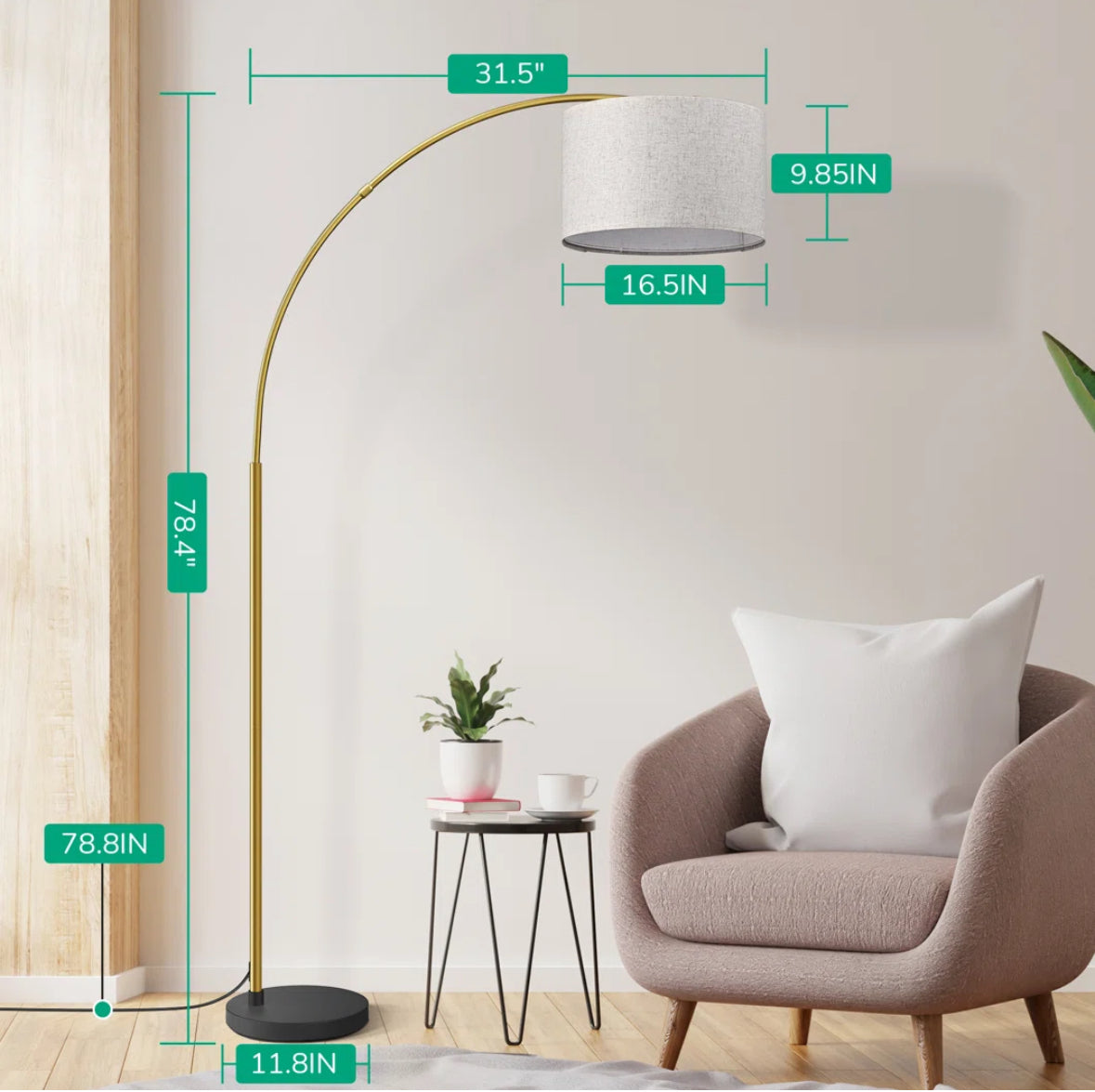 Lamp - Floor Lamp Salcedo 78.4” Arched - WF9.25.25