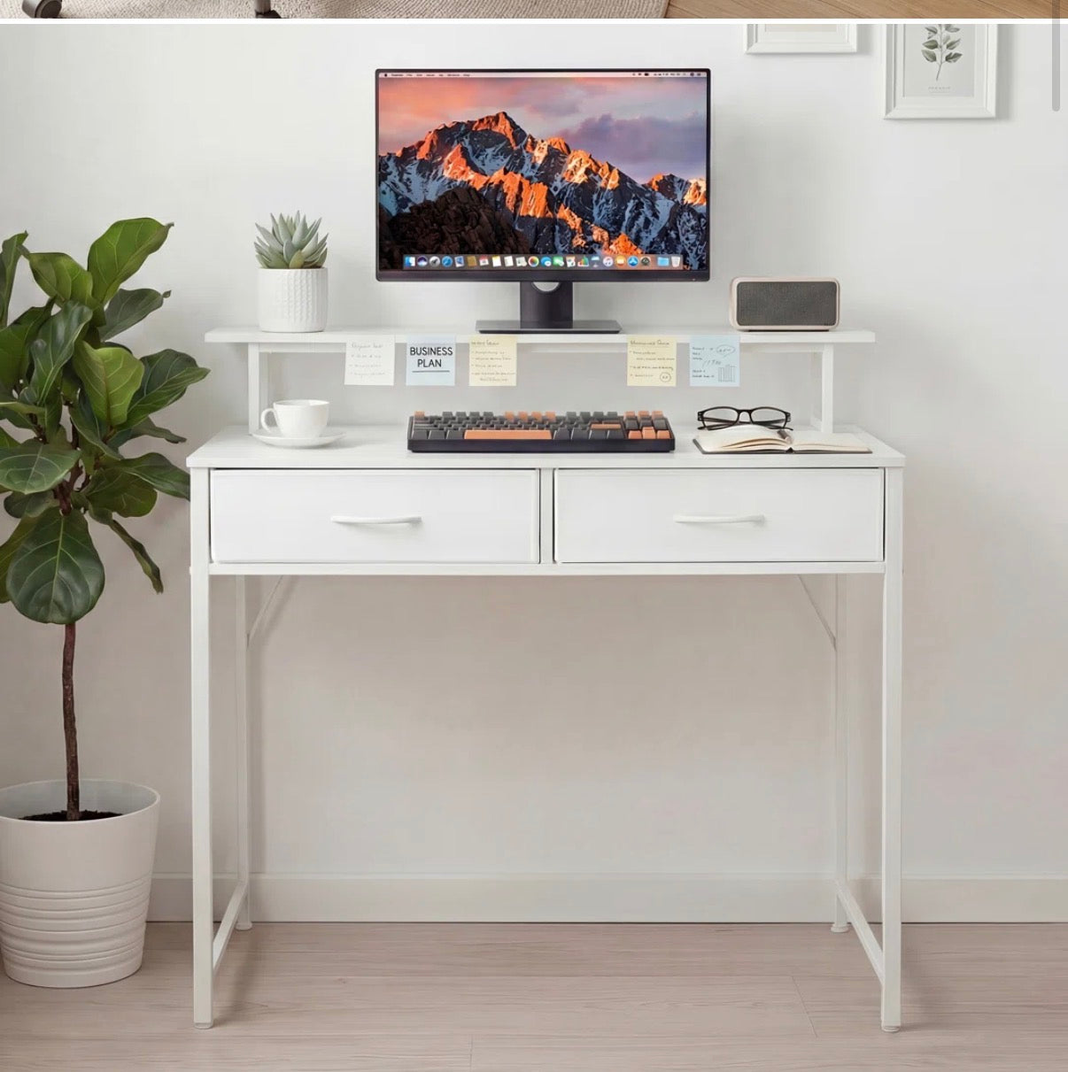 Desk - Small Home Office 2 fabric drawer desk