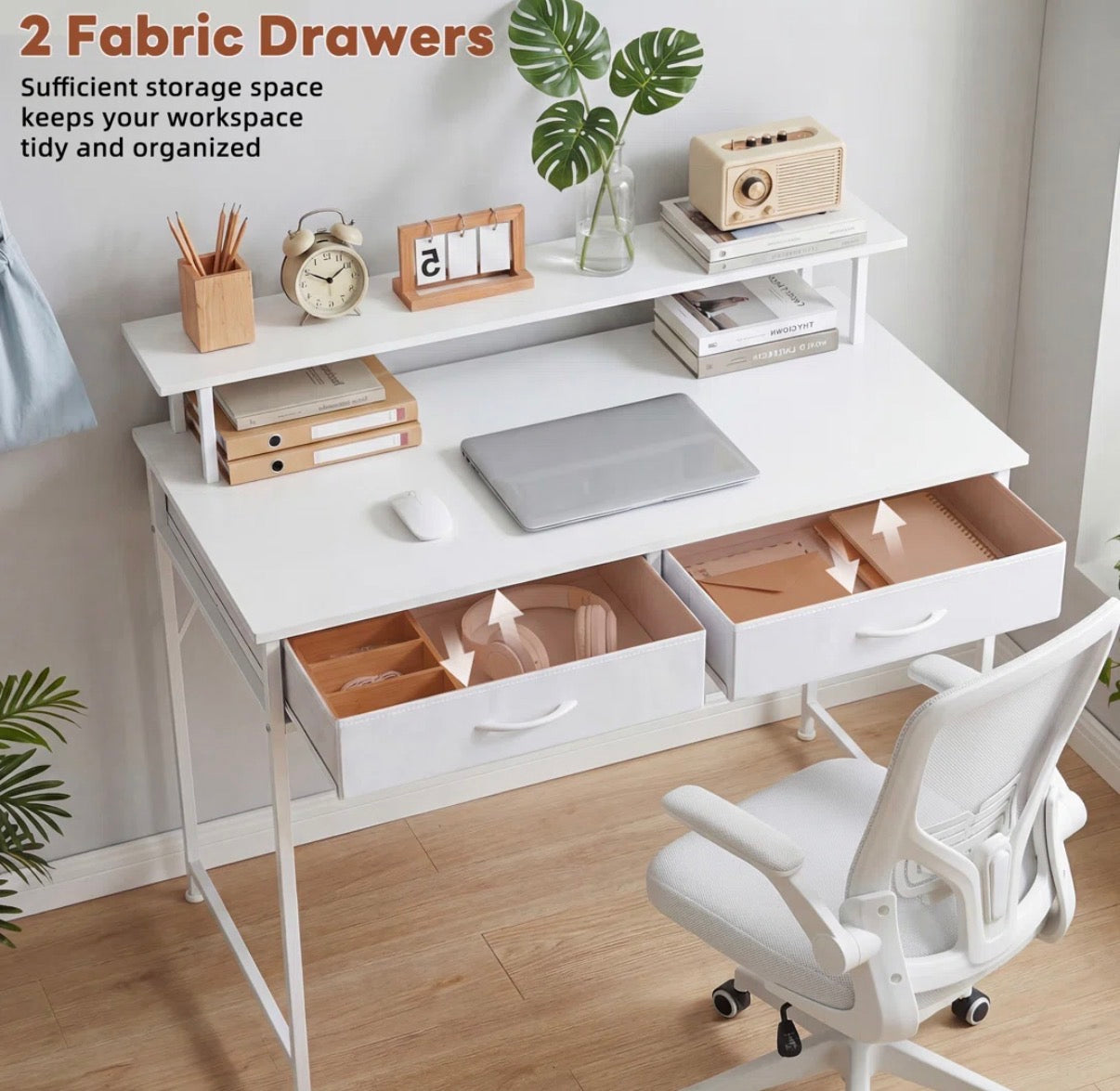 Desk - Small Home Office 2 fabric drawer desk