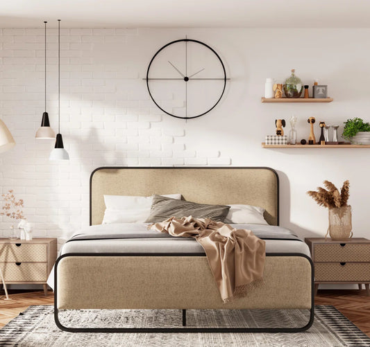 Bed - Queen Size Upholstered Metal Platform Bed - WF9.25.25