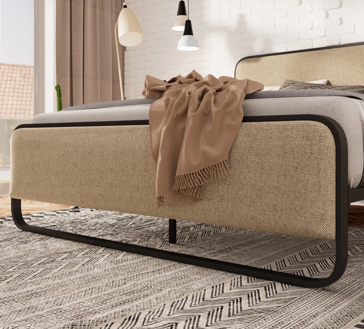 Bed - Queen Size Upholstered Metal Platform Bed - WF9.25.25