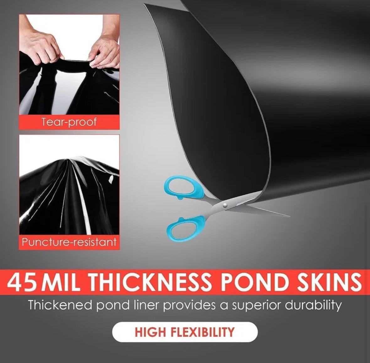 Outdoor - Pond Liner 10’ x 15’, 45 mil Thickness - WF9.25.25UP