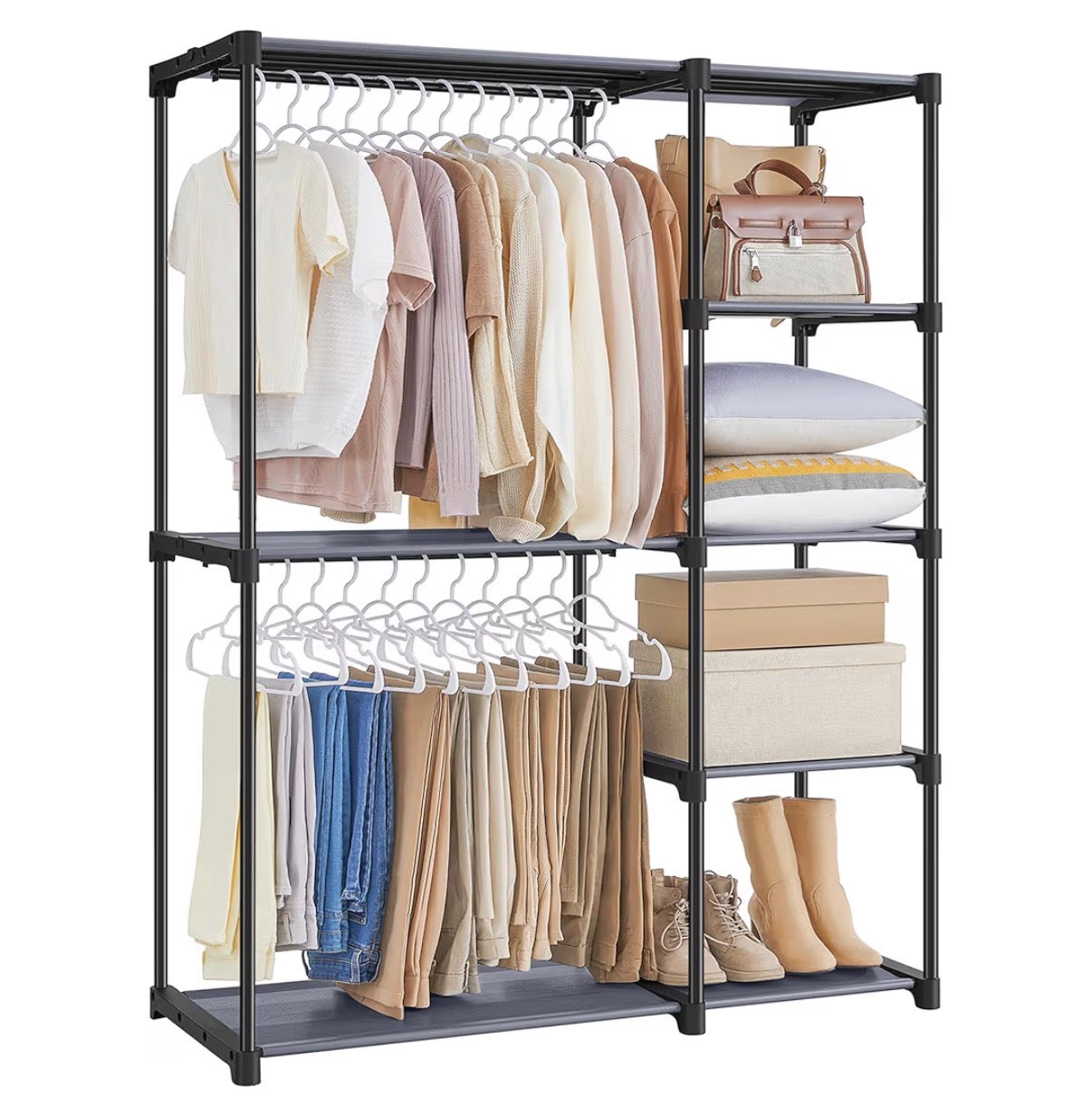 Organization - Portable Closet, Freestanding Closet Organizer, Clothes Rack with Shelves, Hanging Rods
