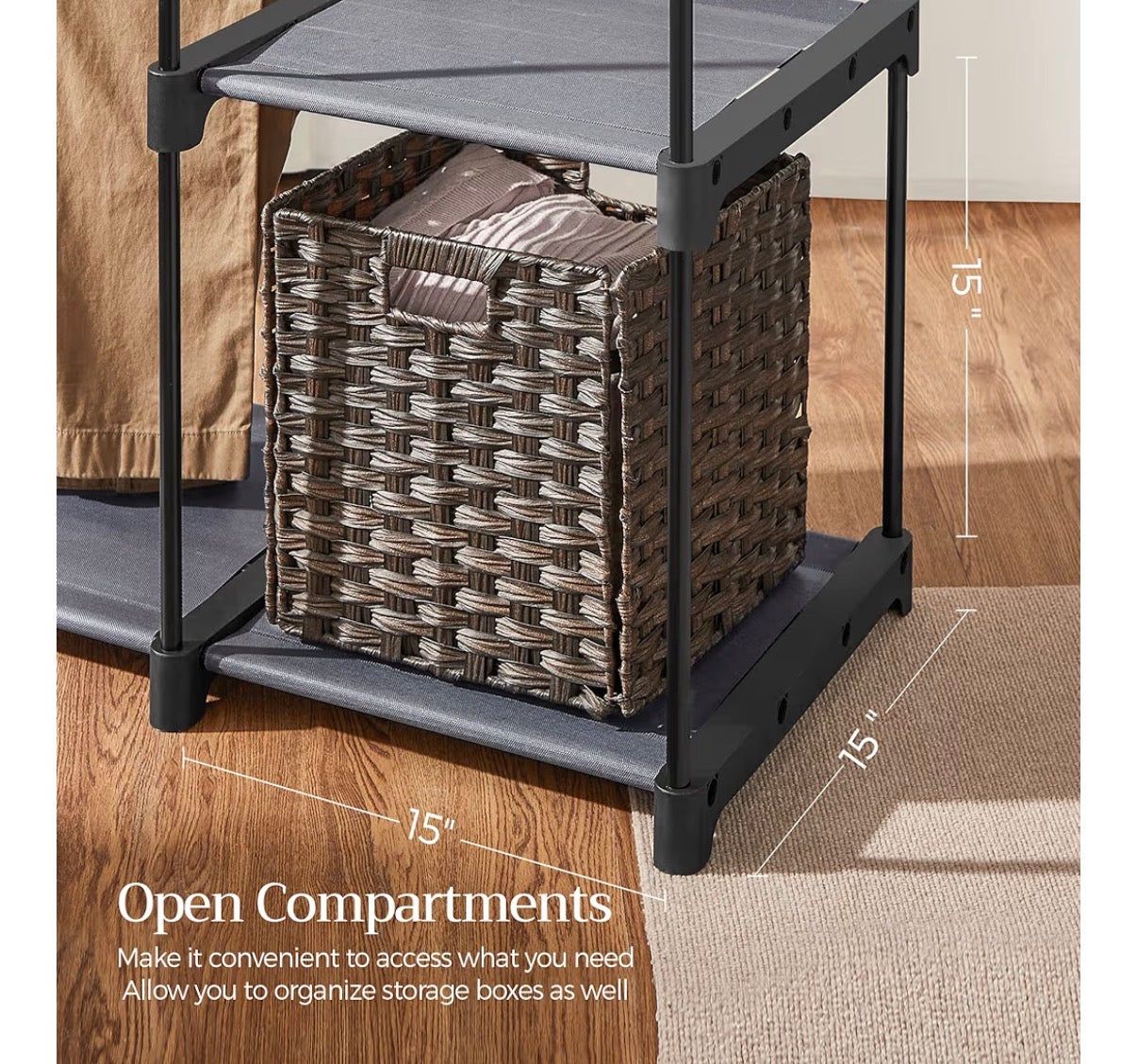 Organization - Portable Closet, Freestanding Closet Organizer, Clothes Rack with Shelves, Hanging Rods