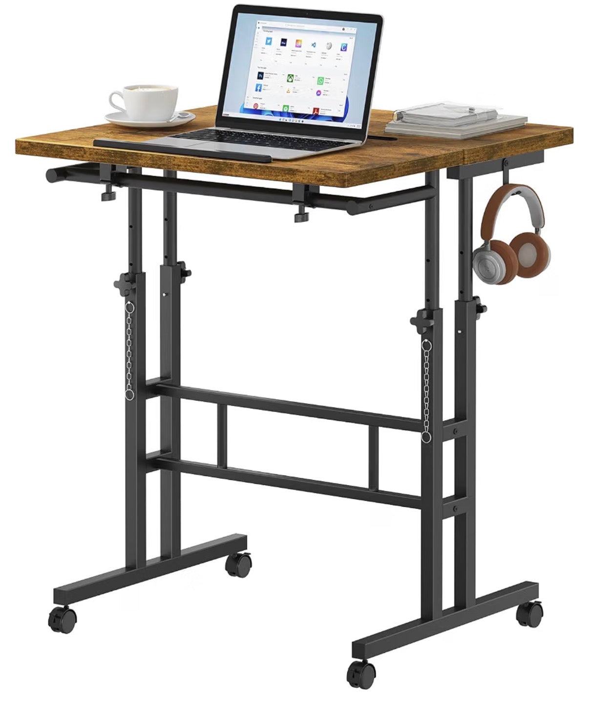 Desk - Split Top Rolling Standing Desk, 23.6 Inch Mobile Laptop Computer Desk