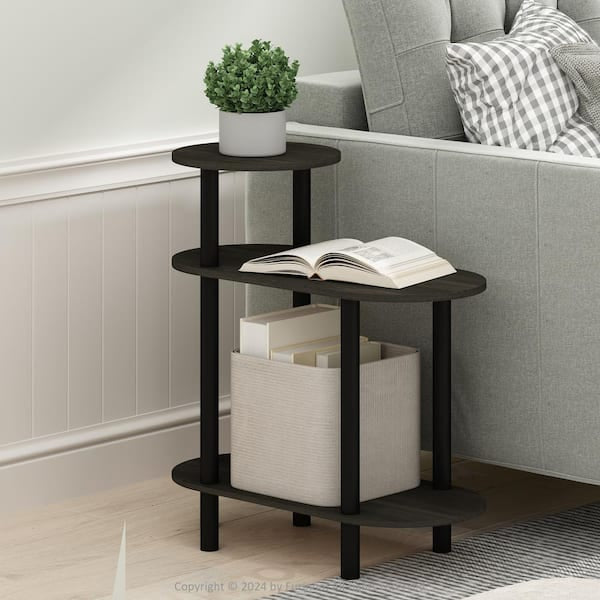 Side Table - Turn-N-Tube 23.23 in. Espresso/Black Oval Wood End Table