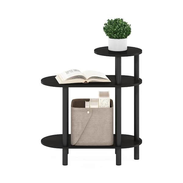 Side Table - Turn-N-Tube 23.23 in. Espresso/Black Oval Wood End Table