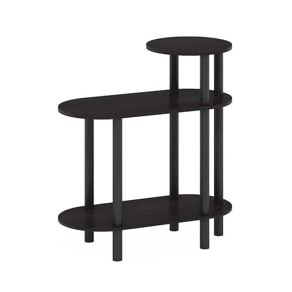 Side Table - Turn-N-Tube 23.23 in. Espresso/Black Oval Wood End Table