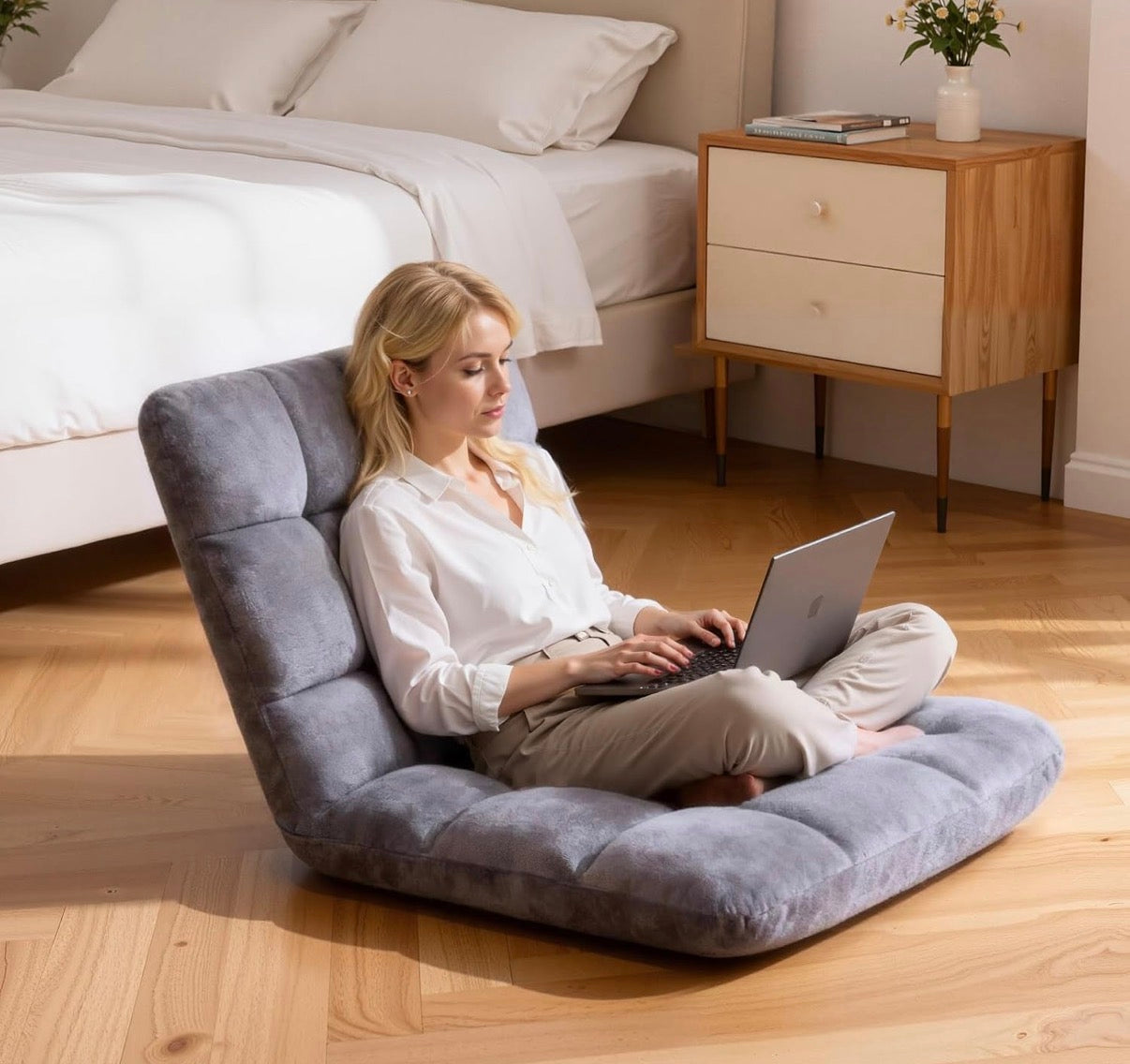 Floor Chair - Folding Floor Chair with Back Support, 6-Poistion Adjustable Floor Gaming Chair for Adults (see all photos!)
