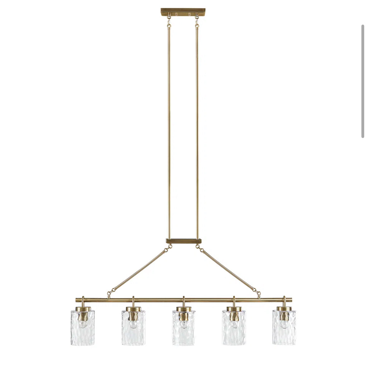 Chandelier - 5 light Linear Chandelier with Textured Glass Shades