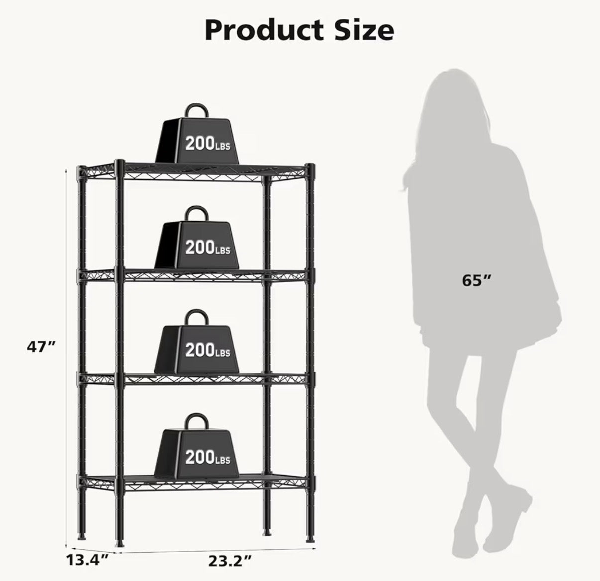 Organization - 4-Tier Metal Wire Storage Shelves, Adjustable Standing Storage Rack Shelf, Heavy Duty Steel Shelving Unit Organizers for Kitchen Bathroom Pantry Garage, 23.3" Wx13.4 Dx47 H, Black