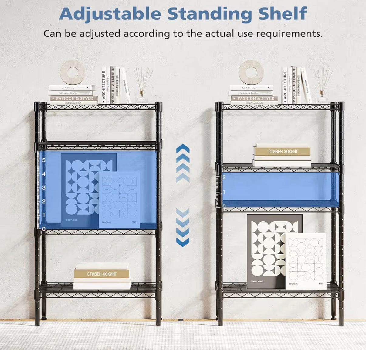 Organization - 4-Tier Metal Wire Storage Shelves, Adjustable Standing Storage Rack Shelf, Heavy Duty Steel Shelving Unit Organizers for Kitchen Bathroom Pantry Garage, 23.3" Wx13.4 Dx47 H, Black