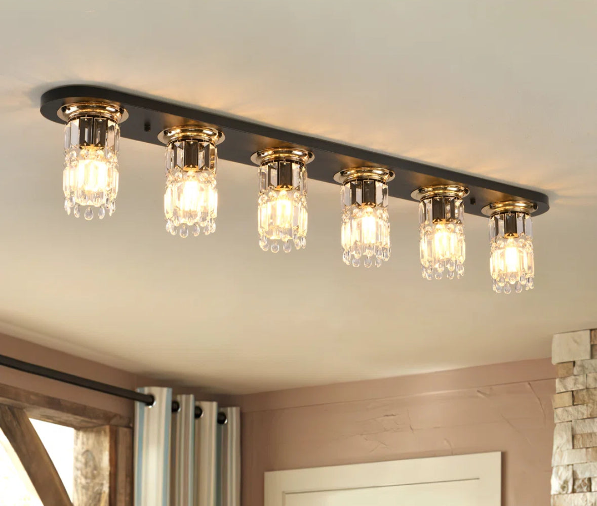 Chandelier Linear - 6 - Light 47.24" Crystal Dimmable - WF9.25.25