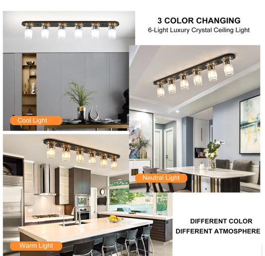 Chandelier Linear - 6 - Light 47.24" Crystal Dimmable - WF9.25.25