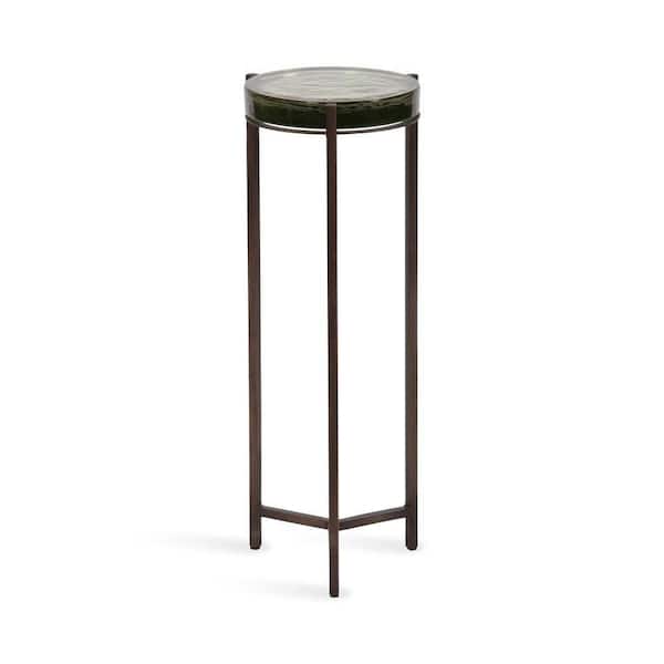 Side Table - Aguilar 9 in. Green Round Metal End Table