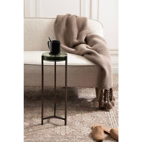 Side Table - Aguilar 9 in. Green Round Metal End Table
