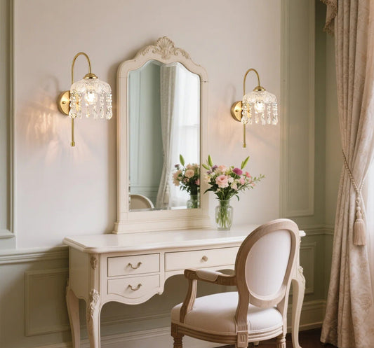 Wall Sconce Set of 2 - Vintage Wall Light, Glass Crystal - WF9.25.25