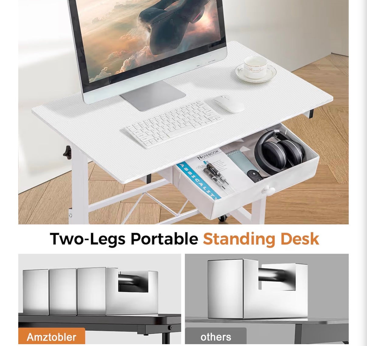 Desk - Small Standing Desk Adjustable Height Small Computer Desk Mobile Portable Rolling Laptop Table with Wheels 32" Computer Workstation Sit Stand Desks Portable Standing Table Treadmill desks