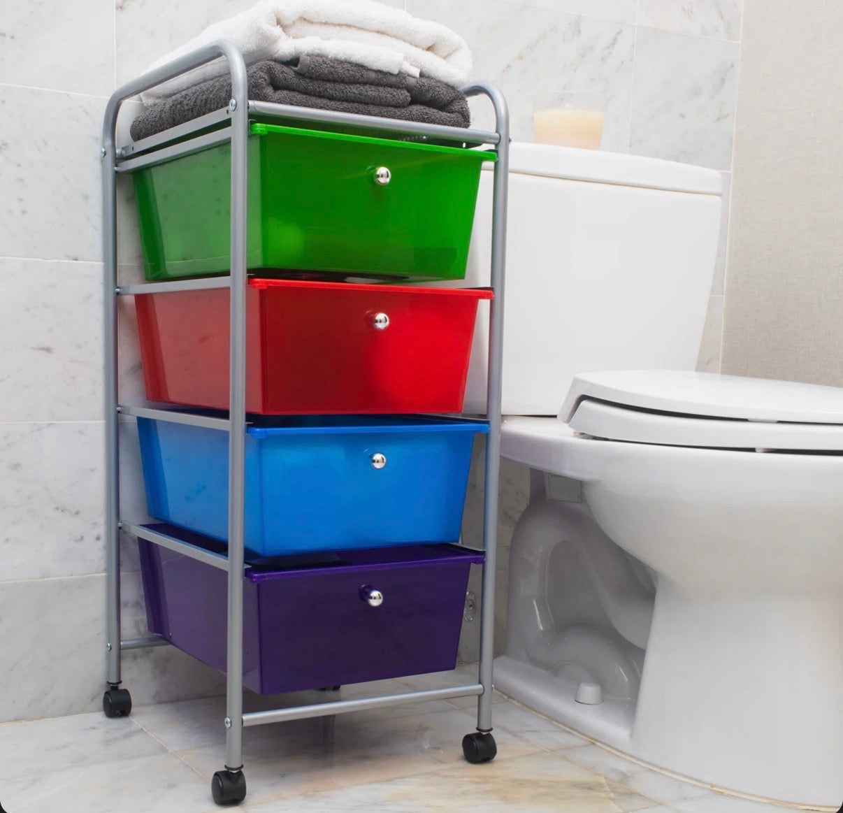 Organization - Mind Reader Rolling Cart with Drawers, 12.75"L x 15.25"W x 30"H (some damage see all photos)