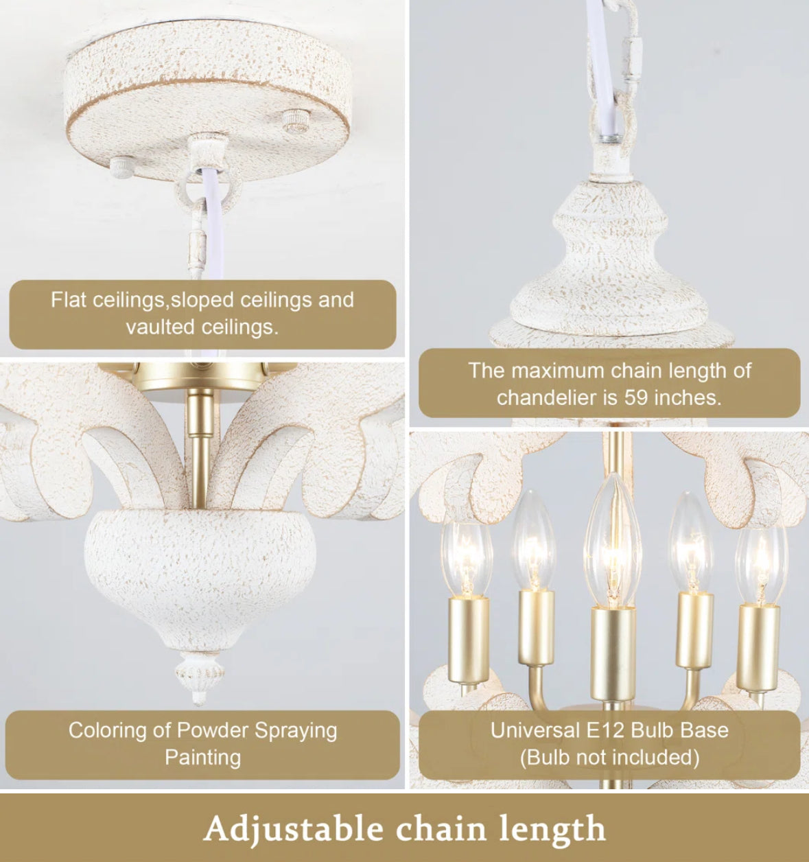 Chandelier -Tinnin 5 light Dimmable Geometric Chandelier T&F5.19.25