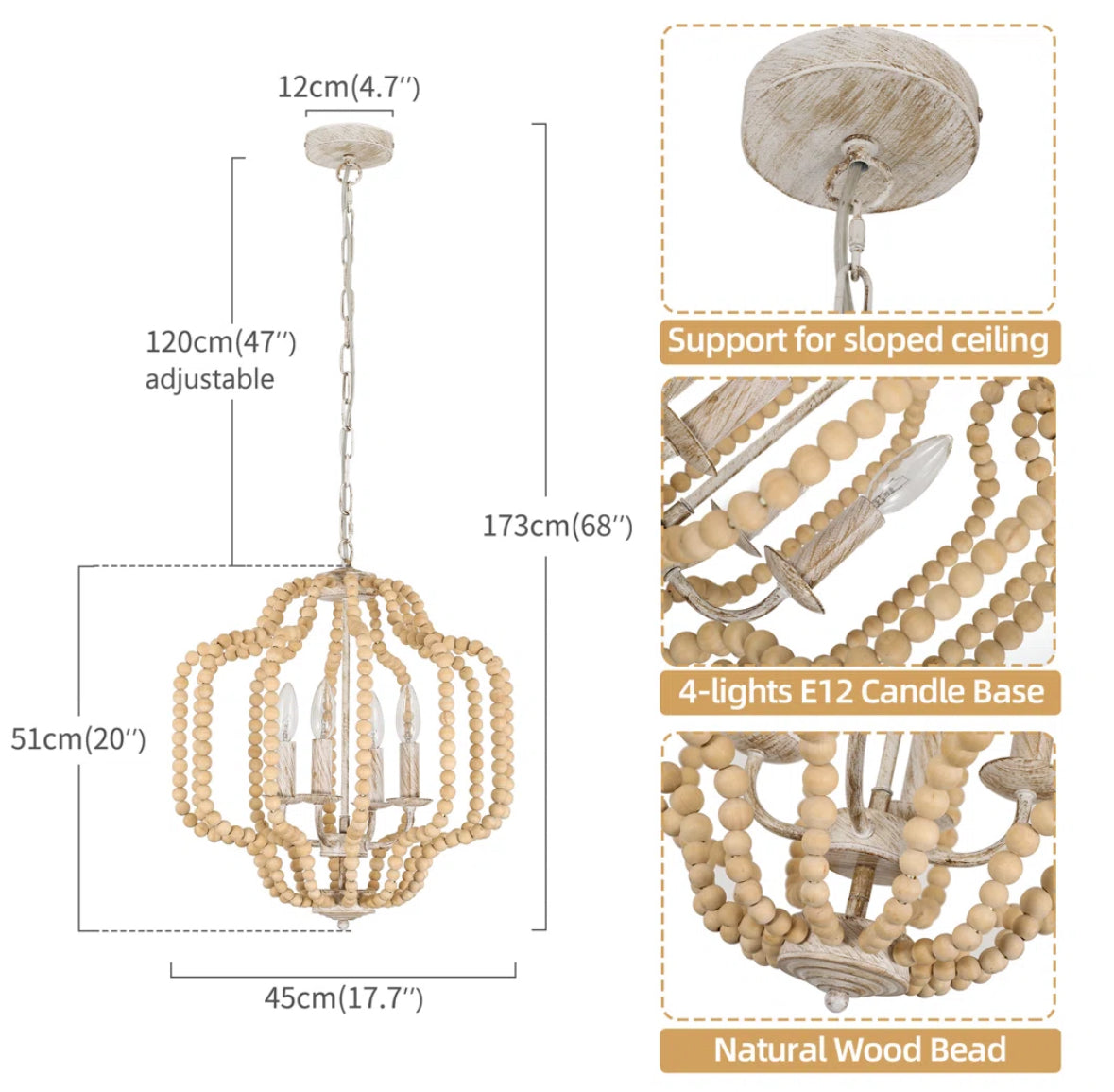 Chandelier - Aureliana 4 Light Dimmable Geometric Beaded - WF9.25.25