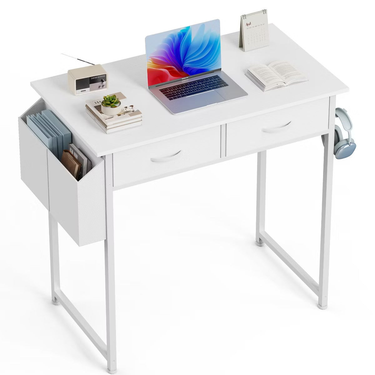 Desk - 32 Inch Writing Desk Small Space Desk Study Table - White